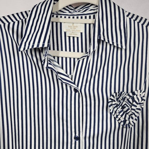 Kate Spade Pinstriped Heart Pocket Sleep Shirt Women's Size S - Picture 10 of 10